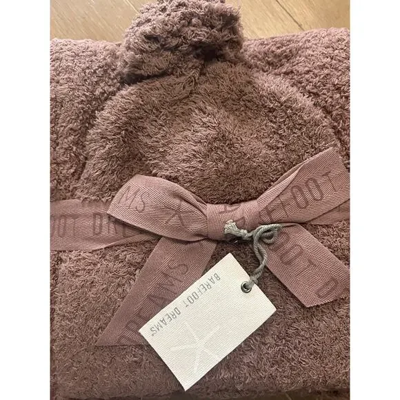 Barefoot Dreams Cream Knit Beanie with Pom-Pom-NWT Barefoot Dreams CozyChic Ribbed Beanie in Snow Drop  main image 4